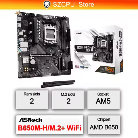 Asrock B650M-H/M.2+ WiFi New Micro-ATX Motherboard, AM5, LGA 1718, AMD B650, Micro ATX, DDR5, PCIe 4