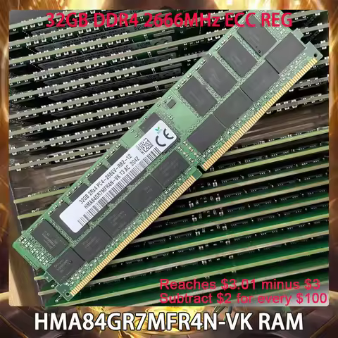 HMA84GR7MFR4N-VK RAM For SK Hynix 32GB DDR4 2666MHz ECC REG 2RX4 Server Memory Works Perfectly Fast 