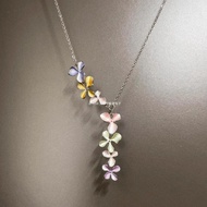 Vintage Vintage Retro Colorful Flower Asymmetric Necklace Spring Summer Atmosphere Clavicle Chain Ni