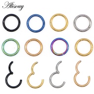 6-12mm 16G Stainless Steel Hinged Clicker Septum Segment Hoop Ring Ear Lip Nose