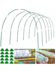 1套,溫室彎管生長隧道6組8英尺長花園彎管,不易生鏽的纖維玻璃花園彎管框架,用於花園網片,種植升高床的植物遮陽布行的覆蓋物,diy植物支架花園樁