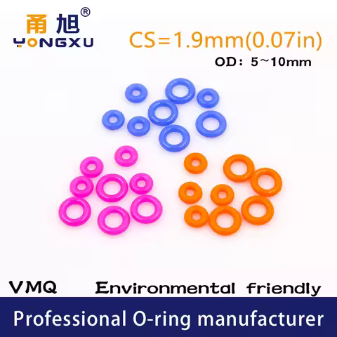 50PCS/Lot Multicolor Silicon Rubber O-Ring Silicone/VMQ Thickness CS1.9mm OD5/6/7/8/9/10*1.9mm O Rin