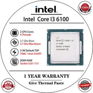 Used Intel Core i3 6100 3.7GHz 3M Cache Dual-Core 51W CPU Processor SR2HG LGA 1151
