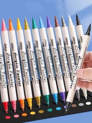 12/24/36色壓克力標記筆顏料彩色螢光筆，雙頭式水彩筆，書法油畫筆