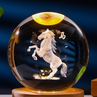 Crystal Ball Set with Yellow Lamp Base - 12 Zodiac Animals - Commemorative Image - Meaningful Gift