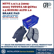 MYVI 1.0/1.3 (2005-2010) TOYOTA bB QCN21 1.5 SUZUKI ALTO 1.0 AKEBONO FRONT BRAKE PAD (MADE IN JAPAN)