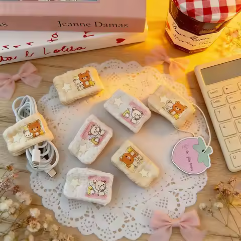 2026 NEW Portable Cable Organizer Tool - Cute Rilakkuma/Mashumaro Design to Fix & Store Charging Cab