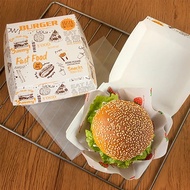 100Pcs Burger Packaging Greaseproof Fast Food Fries Burger Box Disposable Burger Take Out Box