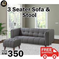 【FREE SHIPPING】Multifunctional L Shape Fabric 3 Seater Sofa and Stool Set / Sofa dan Bangku boleh customised / 多变L形沙发和凳子