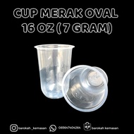 Gelas plastik / cup Oval Merak 16 oz isi 50 pcs