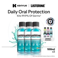 [Bundle of 3] Listerine Mouthwash 100ml, Portable - Cool Mint, Green Tea, Gum Care, Total Care (Dent