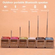 Compact FM Antenna Radio Speaker Bluetooth Rechargeable USB Music Bass