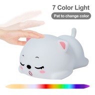 Snoring Cat Silicone Cute Night Lamp 7 Colors Light USB Recharge Touch Sensor Bedroom LED Lampu Tidu