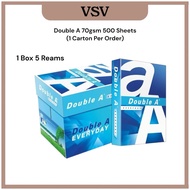 【A4 Paper 1 Box】Double A Everyday 70gsm A4 Paper 5 x 500 sheets (Only Can Order 1 Carton Per Order)