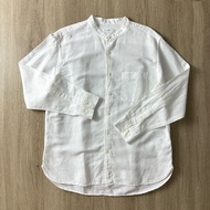 เสื้อเชิ้ต UNIQLO สีขาว ผ้าลินิน คอจีน  แขนสั้นและแขนยาว แท้