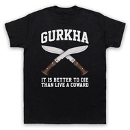 [100% Cotton] Army T-shirt Gurkha motto elite army motivational slogan round neck printed cotton T-s