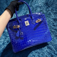 【精選天菜】HERMES 電光藍 30CM BIRKIN 鱷魚皮  點點鱷
