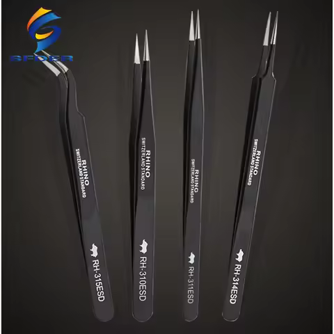 RHINO Brand RH-310 RH-311 RH-314 RH-315 ESD Tweezers Anti-static High-precision Super Hard For Repai