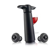 Vacu Vin Wine Saver Pump with 2 x Vacuum Bottle Stoppers - Black (Black with 2 wine stoppers)