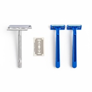 Double-Edge Safety Razor & Disposable Razor Grooming Kit–Metal Safety Razor, double-Blade Refill Dis
