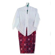Setelan Kebaya Encim Modern Anak Perempuan Seragam Sekolah Merah Putih TK SD Untuk Kelas 1 - 6 Pakai