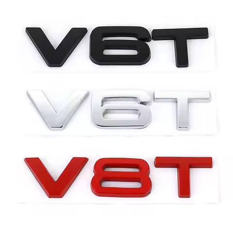 Car Sticker 3D V6T V8T Logo Metal Emblem Badge Decals Displacement Stickers for Audi S3 S4 S5 S6 S7 