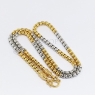 s2shop สร้อยคอสแตนเลสแท้ สร้อยคอพระ ลายผ่าหวายหัวจรวด ห้อยพระได้ 3 องค์ ความกว้าง 5 มม. No.107