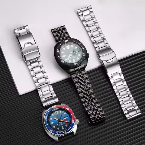 Curved End Solid Diver Watch Band Jubilee strap For Seiko PROSPEX Turtle SRPE99K1 SRPA21J1 SRP777 SR