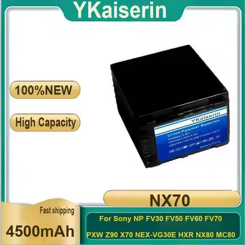 Video Camera Battery NX70 4500Mah For Sony NP FV30 FV50 FV60 FV70 Pxw Z90 X70 Nex-VG30E Hxr NX80 MC8