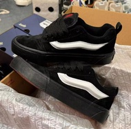 PROMO DISCOUN!! SEPATU VANS KNU SKOOL FULLBLACK HITAM POLOS AND BLACK WHITE SNEAKERS FOR MEN AND WOM