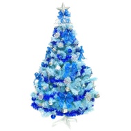 [特價]摩達客 台製12尺豪華版冰藍色聖誕樹+銀藍系配件組(不含燈)
