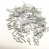 Paku Ulir Kepala Bulat Warna SILVER PUTIH Isi 20 Pcs Ukuran Kecil 4x8mm  Pengait Resin Clay Sekrup U