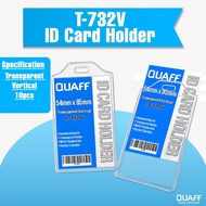 Quaff Vertical ID Card Holder T-732V Clear ATM Size ID Case ID Protector 54x85mm - 10pcs