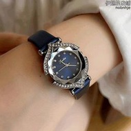 詩高迪時尚氣質女士手錶鑲鑽個性手錶皮錶帶女表創意菱形切割玻璃