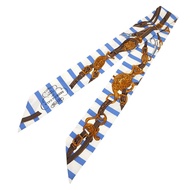 愛馬仕 Twilly 正式馬銜鐵絲巾，條紋真絲，淺藍色/白色/顏色0111 [二手] 愛馬仕