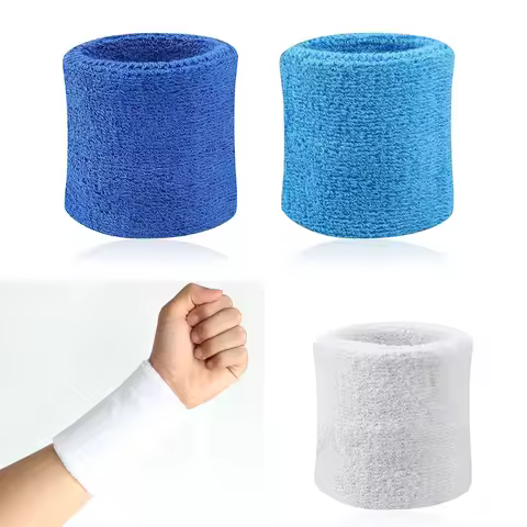 2pcs Absorbent Comfortable Wrist Support Sports Accessories Sweatbands Wristbands for Tennis Squash 