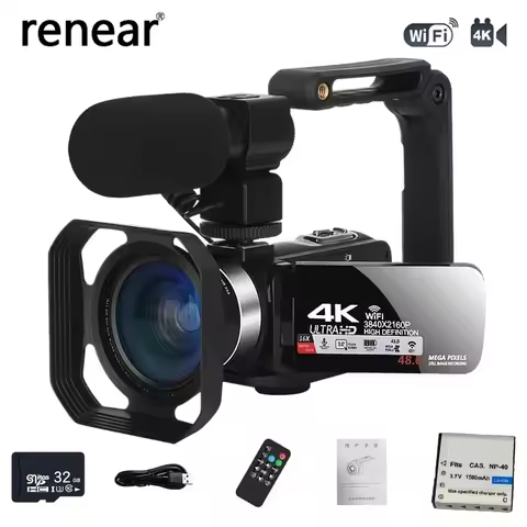 Digital Camera 4k Professional Camcorder for Youtube 48MP WiFi Video Camera 18X Digital Zoom Camera