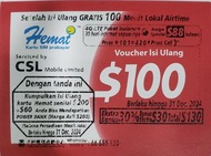 Hemat CSL / HK Mobi 充值卷 面值＄100＋$30  賣＄90 特快充值