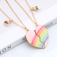 👭Trái tim cầu vồng vòng cổ cho người bạn tốt nhất 2 pcs từ vòng cổ tình bạn cho 2 cô gái nam châm bf
