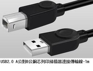全新 USB2.0 A公對B公銅芯列印掃描器連接傳輸線 1m