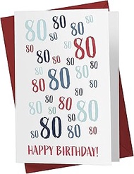 80th Birthday Card - Just A Number 80th Anniversary Card For Brother, Sister, Dad, Mom, Boyfriend, G