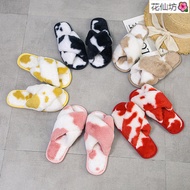 Winter Fashion Furry Slippers Women Indoor Slippers Cotton Slippers Women Home Plush Slippers Patter