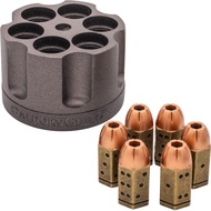 Metal Bullet Dice & Revolver Cylinder Holder | 6 D6 Roleplaying Dice Set & Storage Case | Works with