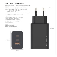 65W GaN charger 2C1A, fast charging head for mobile phones and laptops, 2C1A three-port charger
