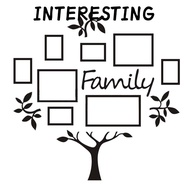 INTERESTING Wall Sticker, Black 8 Frames Photo Frame Wall Sticker, Multi Frame Family Tree Self Adhe