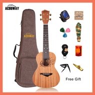 Acouway Ukulele soprano/Concert/tenor Ukulele 21/23/26Inch mahogany guitar ukulele mahogany top Japan Carbon string 18:1 Machine head High Quality Instrument Hawaii Small Guitar