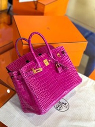 Birkin 25 J5 天方夜譚紫 金扣 亮面鱷魚 D stamp