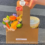 Wholesale Paper Bag 2 Compartments For take away Milk Tea Flower Arrangements kraft Box 2 Flower Arrangements And Gift Drinks