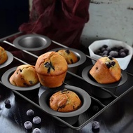 【SHI】-6 Cup Nonstick Popover Pan Muffin Cupcake Bakeware Pudding Pan for Oven Baking Frittatas Muffi