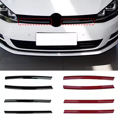 2pcs for Golf 7 7.5 Rline Car Grille Decorative for VW Bright Black Logo Cover Up Grille Strips Car